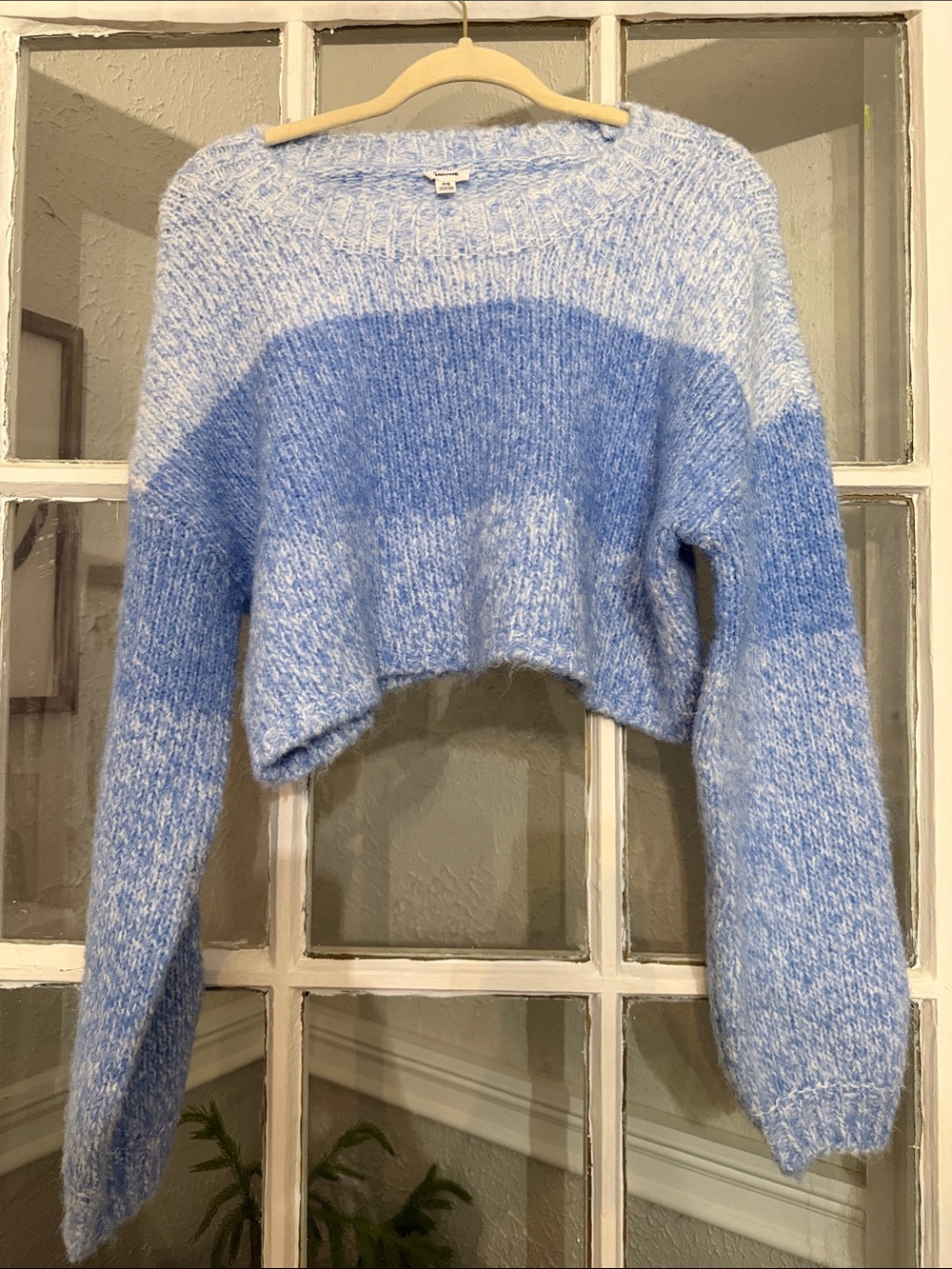 Garage Cropped Blue Crewneck Sweater